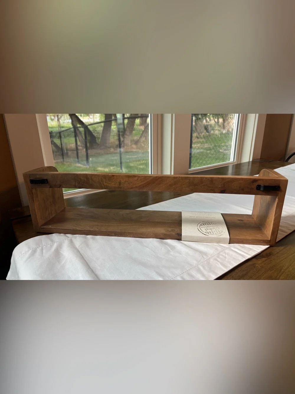 Wooden Wall Display Shelf in Brown - Simple Open Design